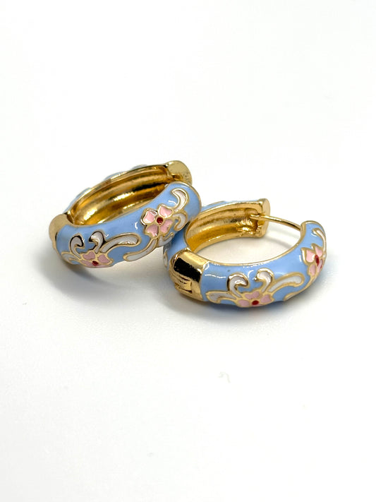 Little Floral Blue Hoops