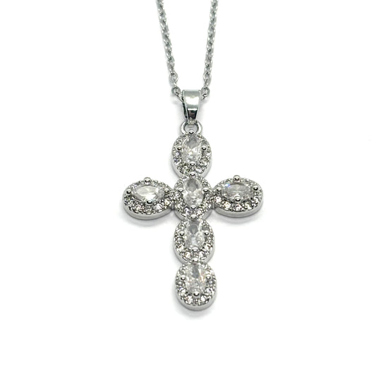 Odalys Diamond Cross Necklace (Silver)