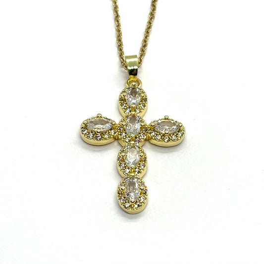 Odalys Diamond Cross Necklace (Gold)